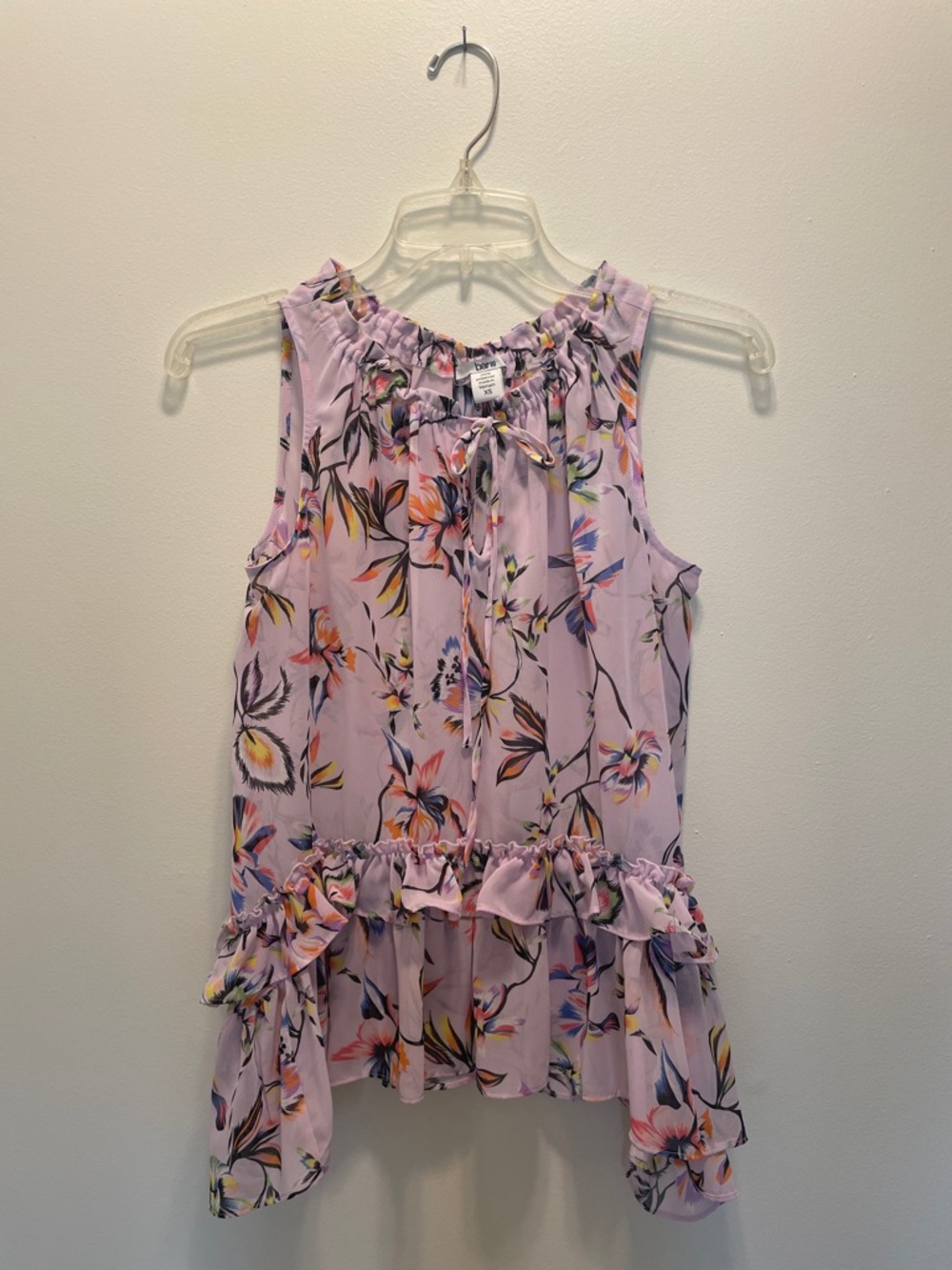 Bar III Lavender Floral Peasant Top